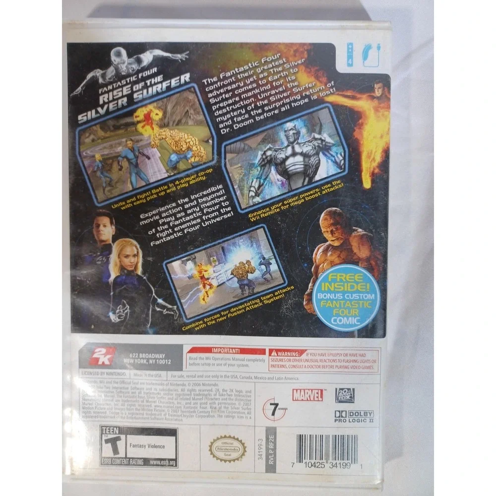 Fantastic 4 Rise Of‎ The Silver Surfer Wii Game Marvel 2K T NTSC-U/C 2007 Manual